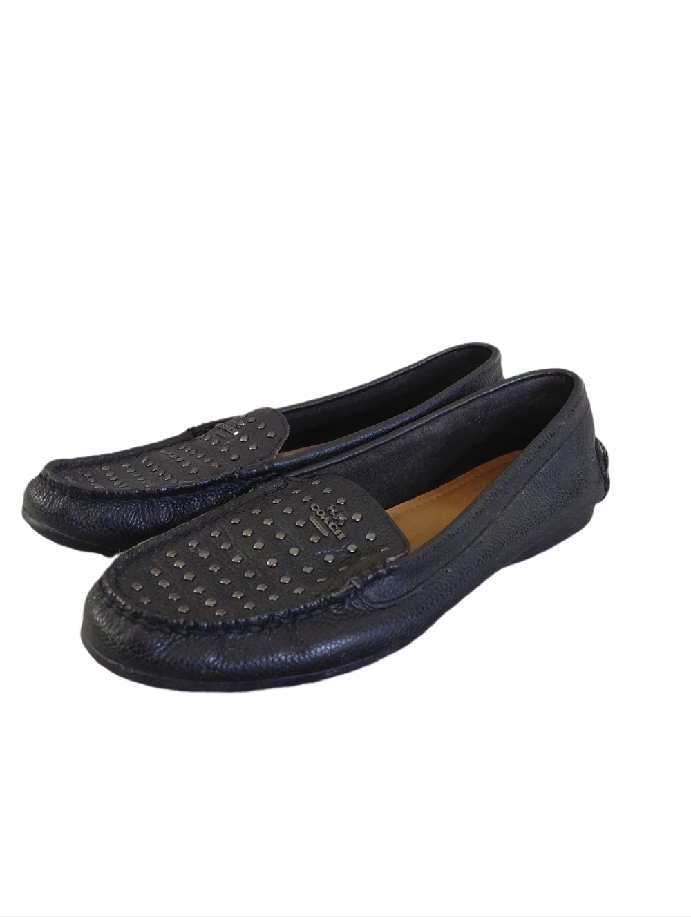 Coach Black Pebbled Leather Studded Loafers Women's size 7 - Picture 12 of 12